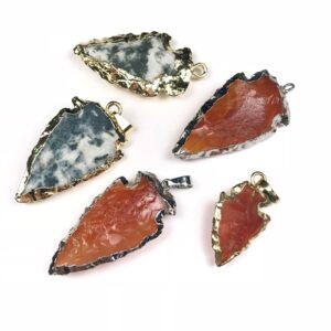 Carnelian + Tree Agate Arrowhead Pendants