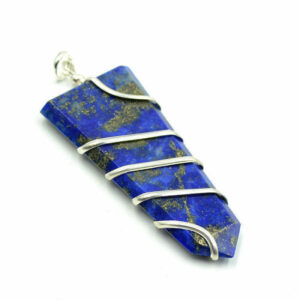 LAPIZ LAZULI WIRE WRAPPED FLAT PENDANT