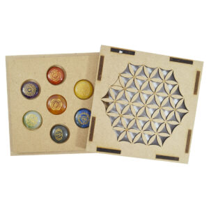 CHAKRA STONE SET ENGARVED WITH WOODEN BOX