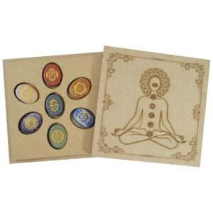 CHAKRA OVEL ENGARVED SET WITH WOODEN BOX