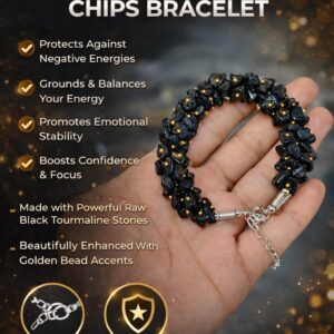 Natural Black Tourmaline Chips Bracelet